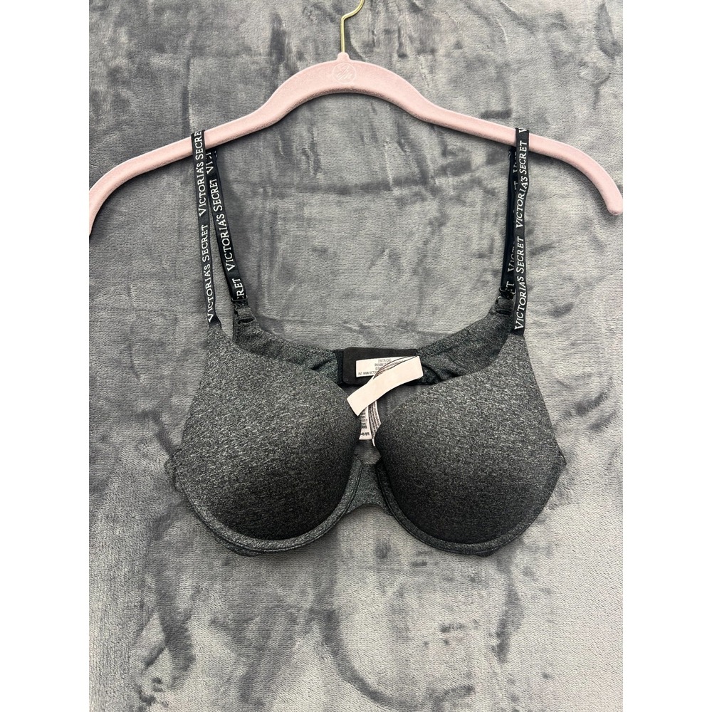 Victorias Secret T Shirt Push Up Bra Womens 34B Gray Full Coverage Padded Cups